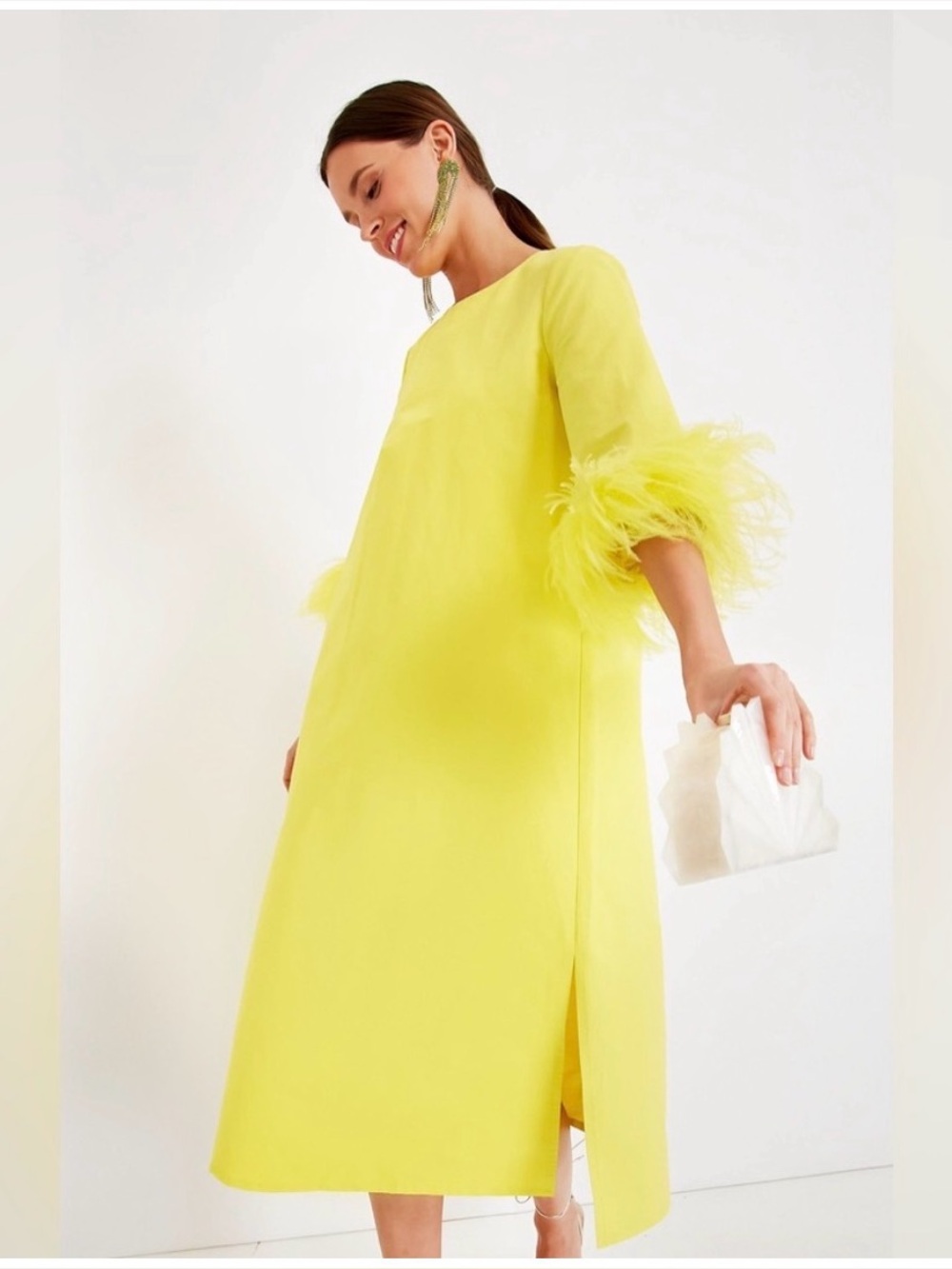Tuckernuck Jamie Yellow Feather-Sleeve Shift Dress